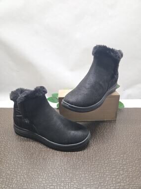 Clarks Cloudsteppers Breeze Fur Women's Ankle Boots Size 6.5 M Black Combi